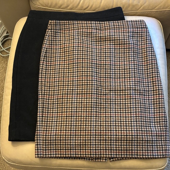 Stylish Houndstooth and Black pencil Skirt Set j crew mercantile 55% wool - Picture 1 of 5